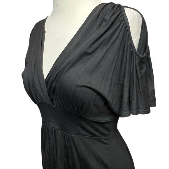 Soprano Y2K Babydoll Top Womens M Black Cold Shoulder Empire Flowy Whimsygoth - Picture 3 of 13